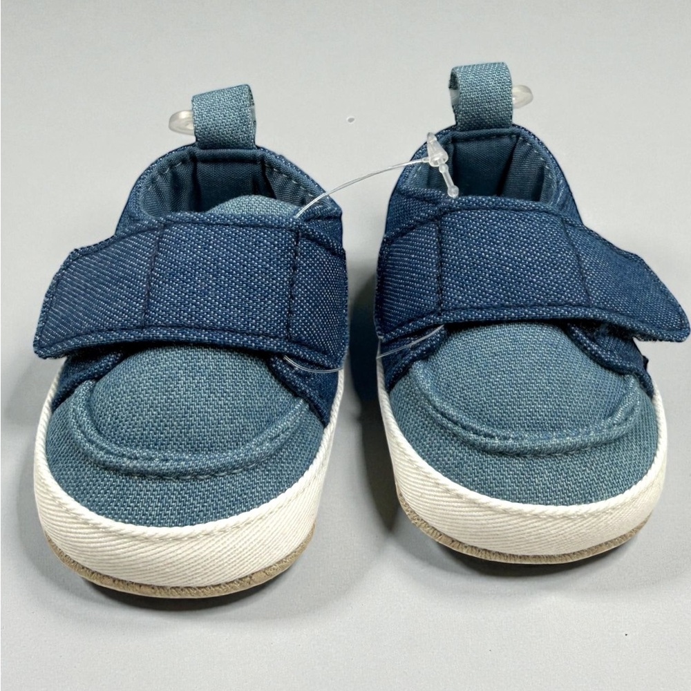 Baby B’gosh Newborn Denim Soft Sole Shoes Velcro Strap – Size NB NEW WITH TAGS!